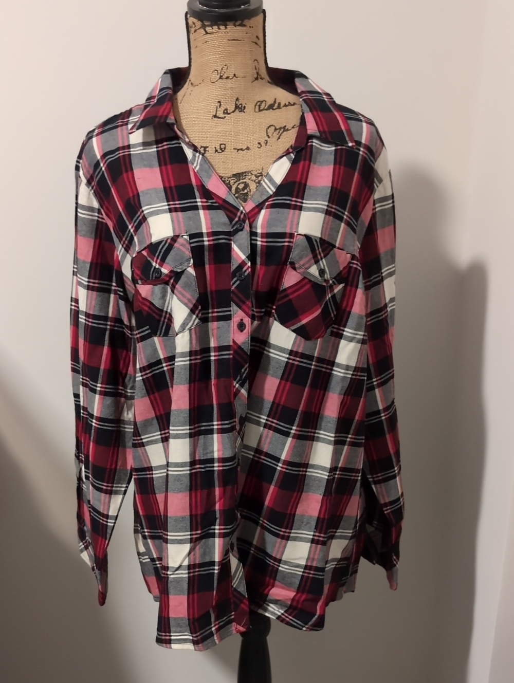 Fashion Bug Red, Black & White Plaid Button-Down Shirt